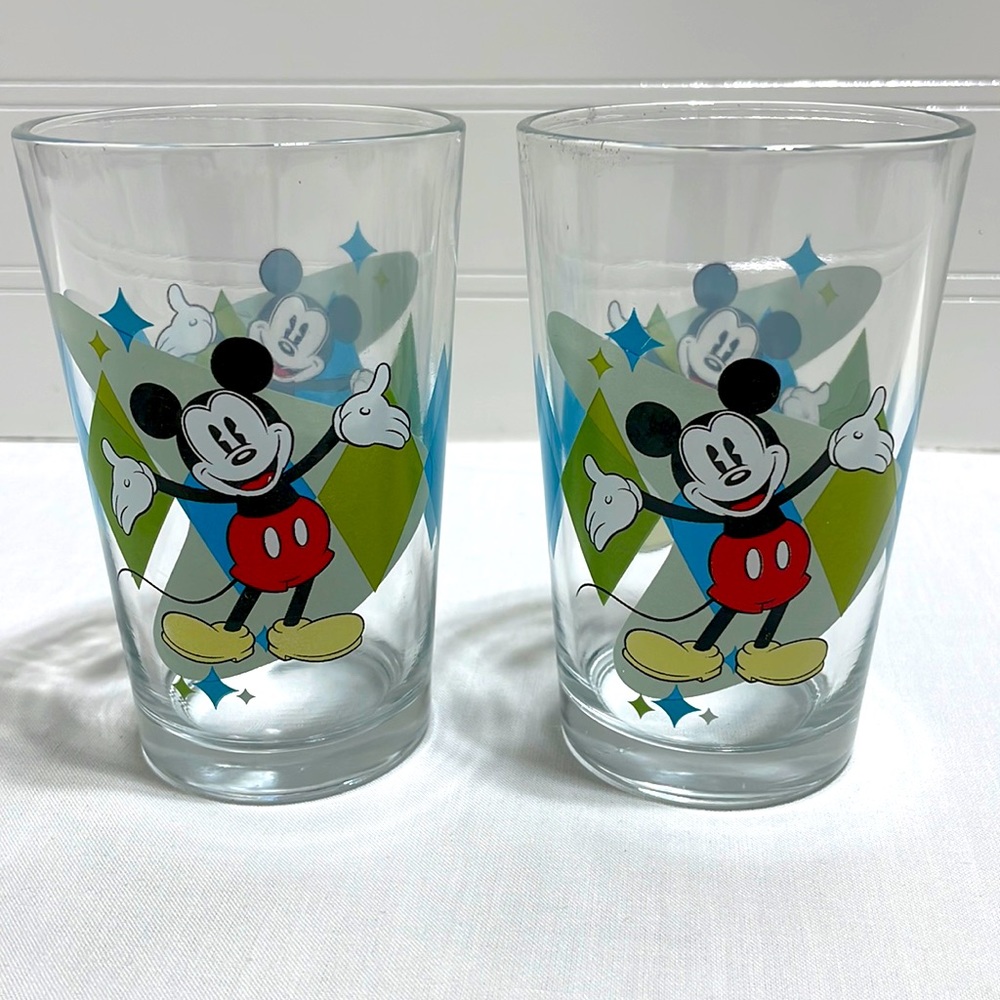 Vintage Mickey Mouse Juice
Glasses, 1980's Diamond Disney Set of 2